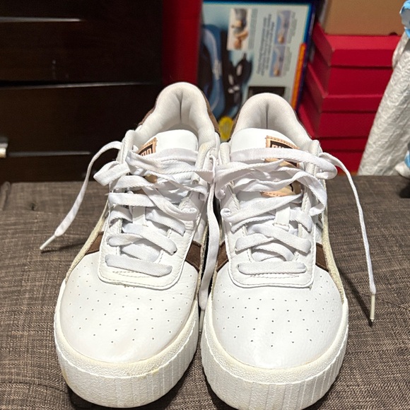 Puma White and Brown Casual Sneakers - Picture 1 of 6